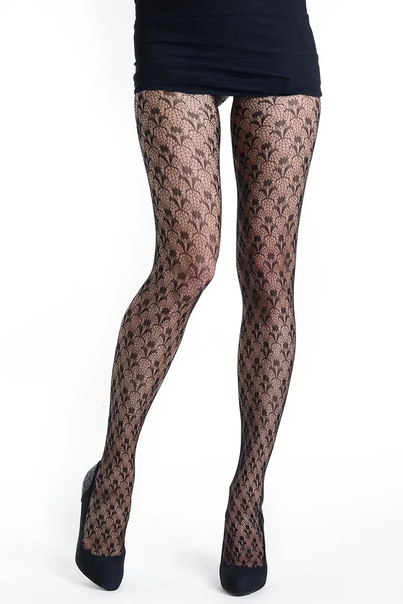 Decorative Jacquard Fishnet Tights