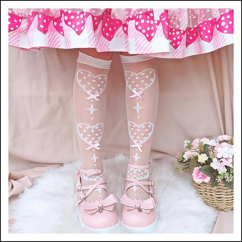 Delicate Heart Over the Knee Socks