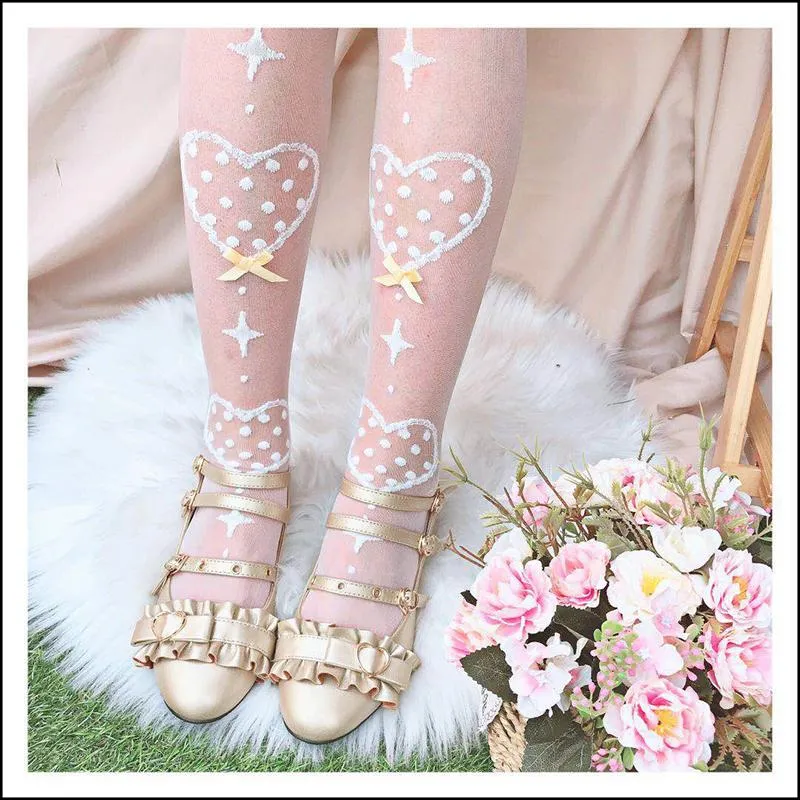 Delicate Heart Over the Knee Socks