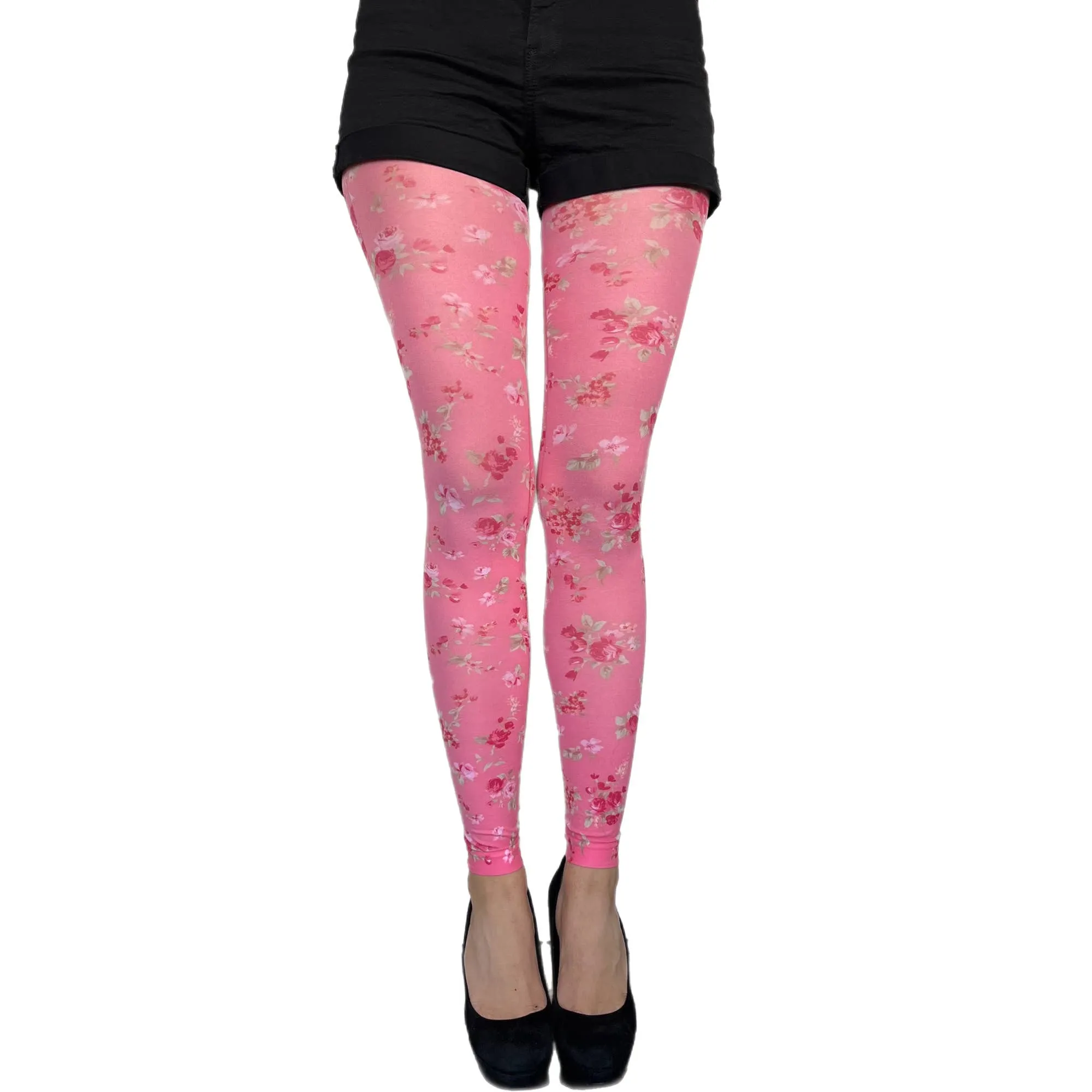 Ditsy Pink Floral Footless Tights