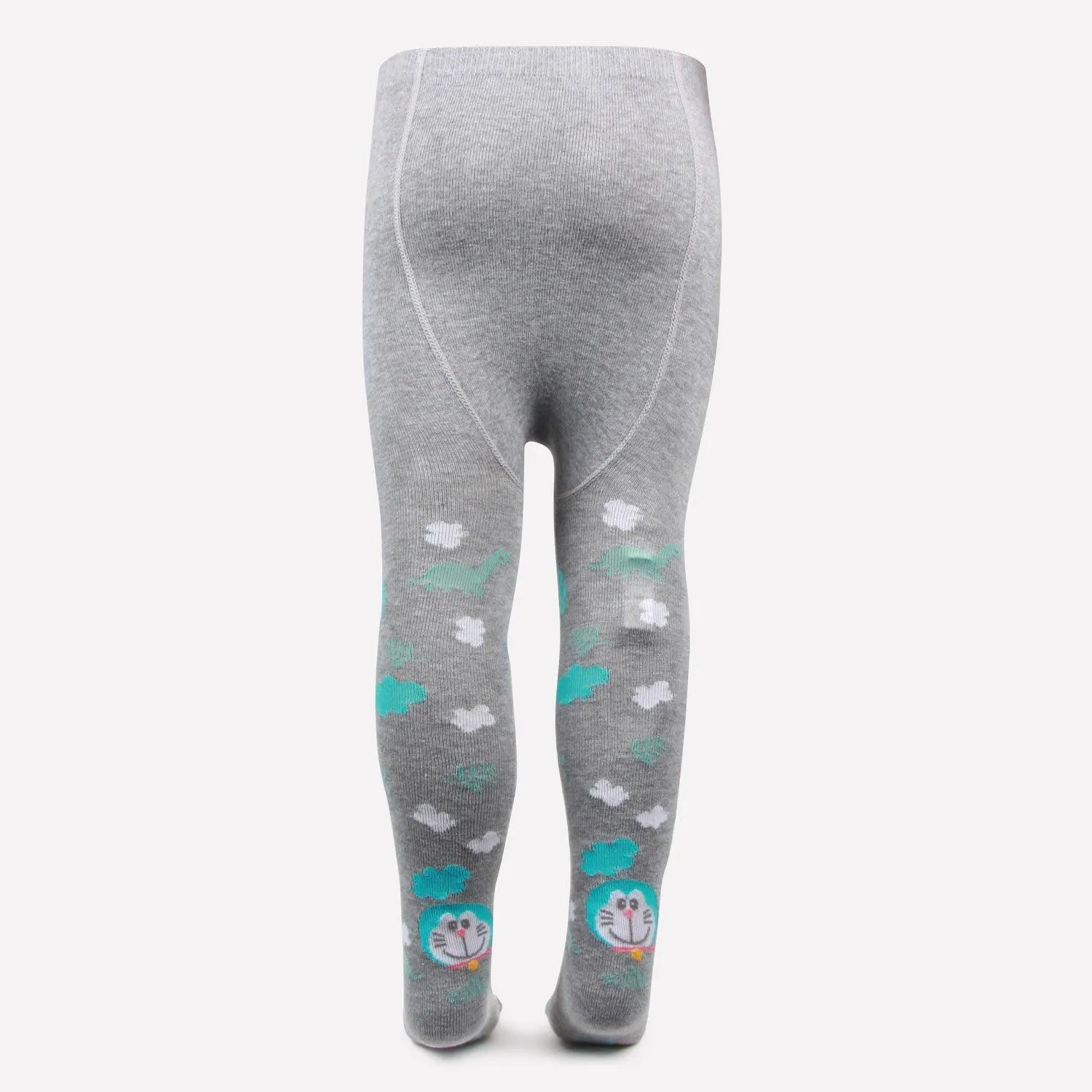 Doraemon Printed Knitted Tights For Baby Girls & Baby Boys - Light Grey