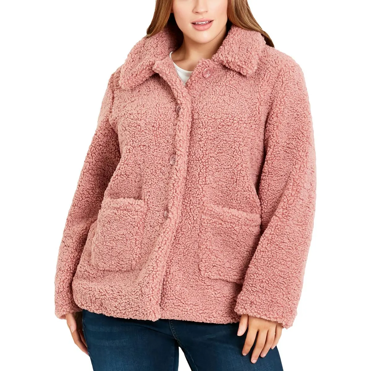 Evans Womens Plus Faux Fur Midi Teddy Coat