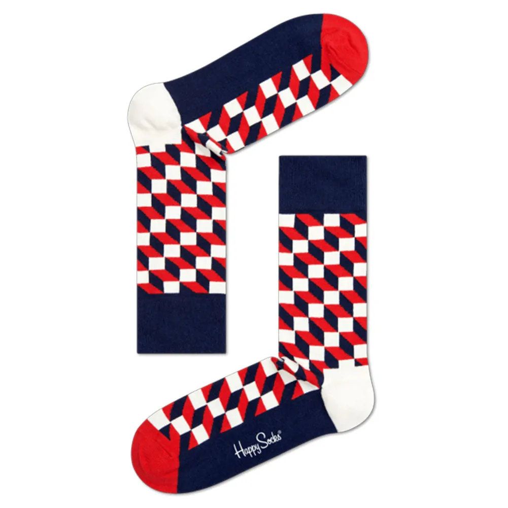 Filled Optic Socks in Navy/Red/White