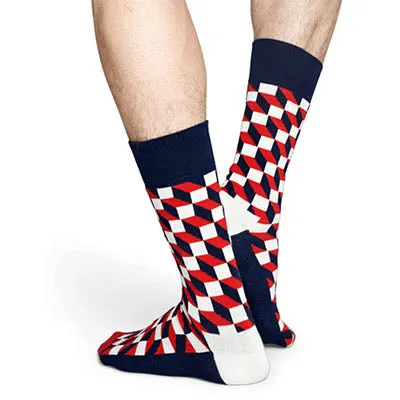 Filled Optic Socks in Navy/Red/White