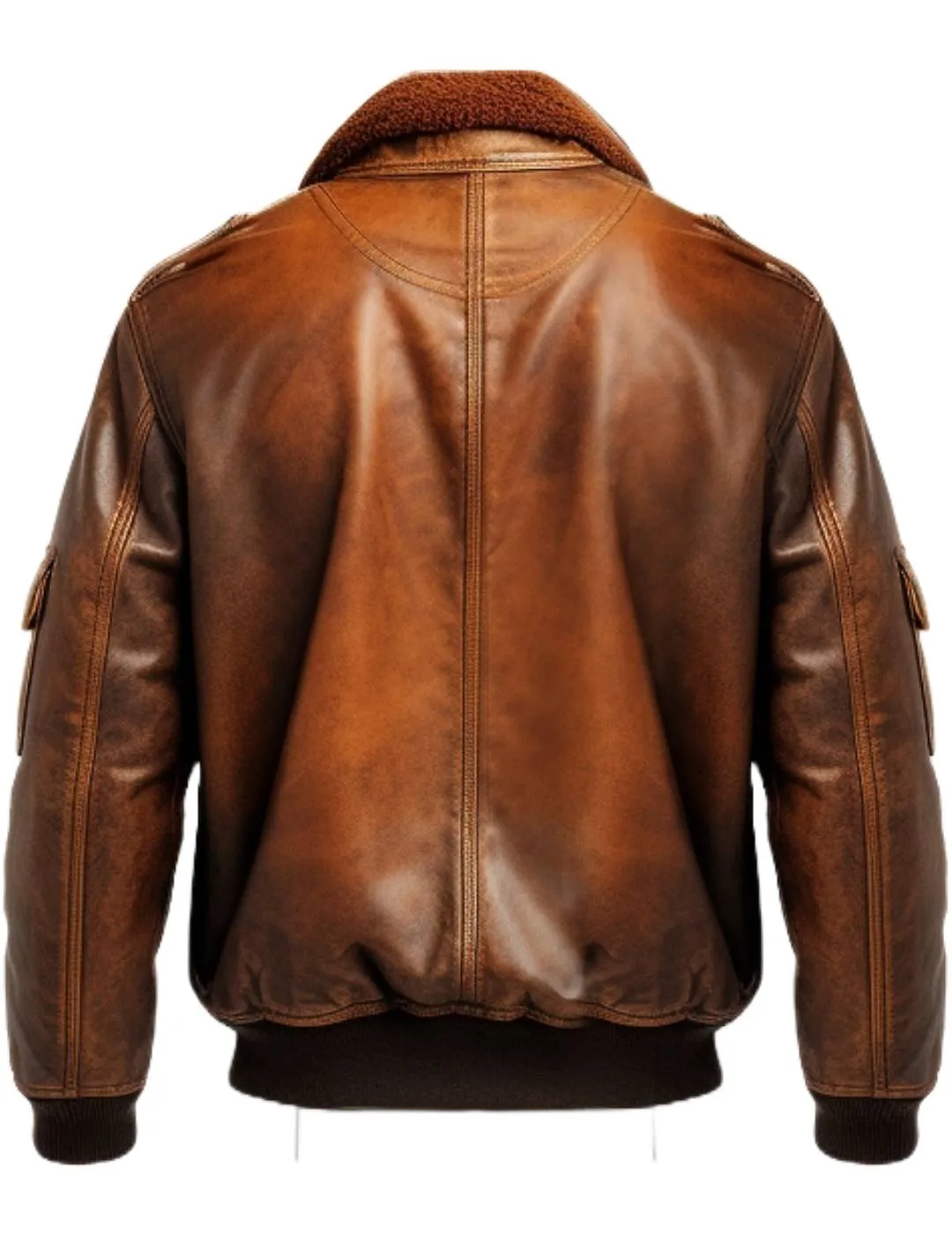 Flight Bomber Jacket - Aviator Flight Bomber Leather Jacket Vintage Brown