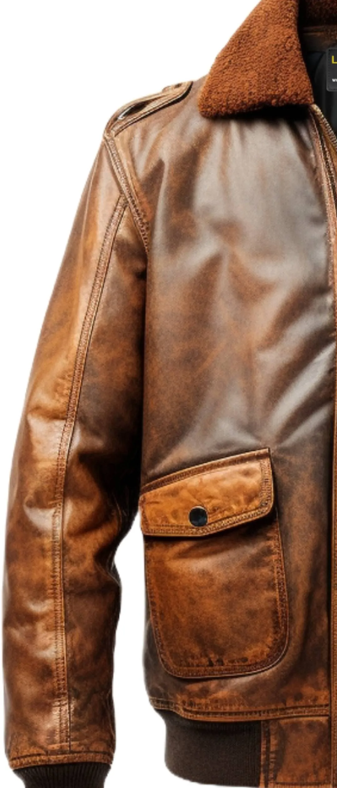 Flight Bomber Jacket - Aviator Flight Bomber Leather Jacket Vintage Brown