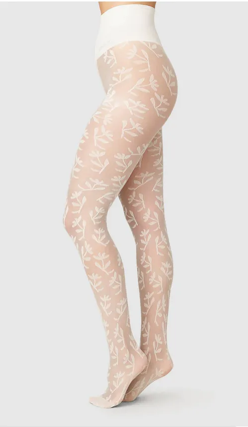 FLORAL Flower Ivory Tights