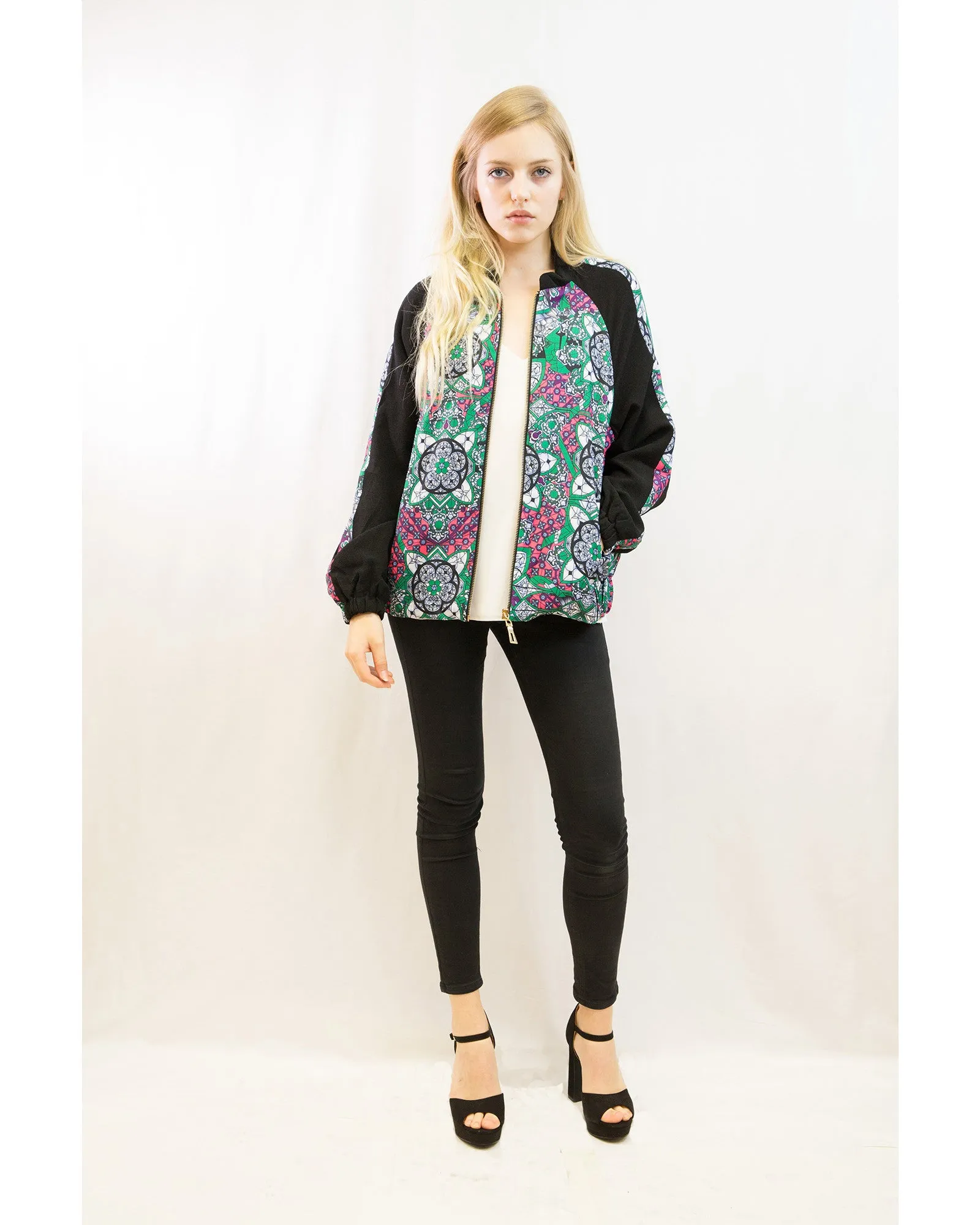 Floral Print Bomber Jacket (Paisley floral)