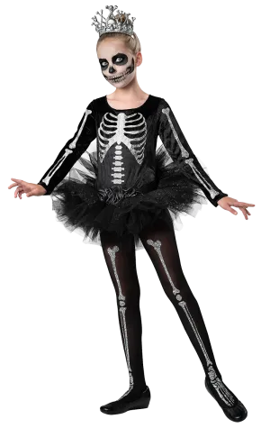 Girls Skeleton Ballerina Halloween Costume