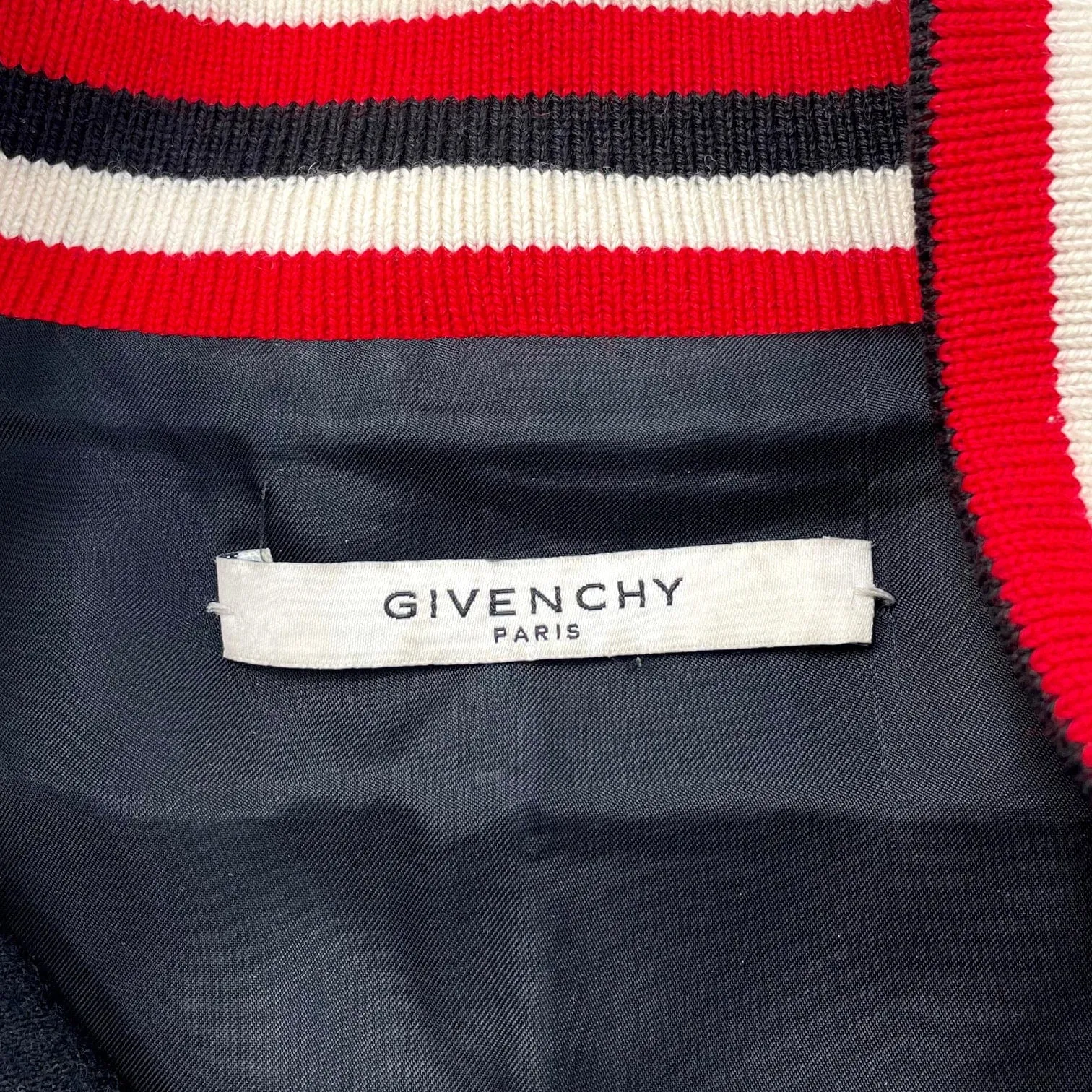 Givenchy Paris Leather Bomber Jacket Black Red Pre-Owned