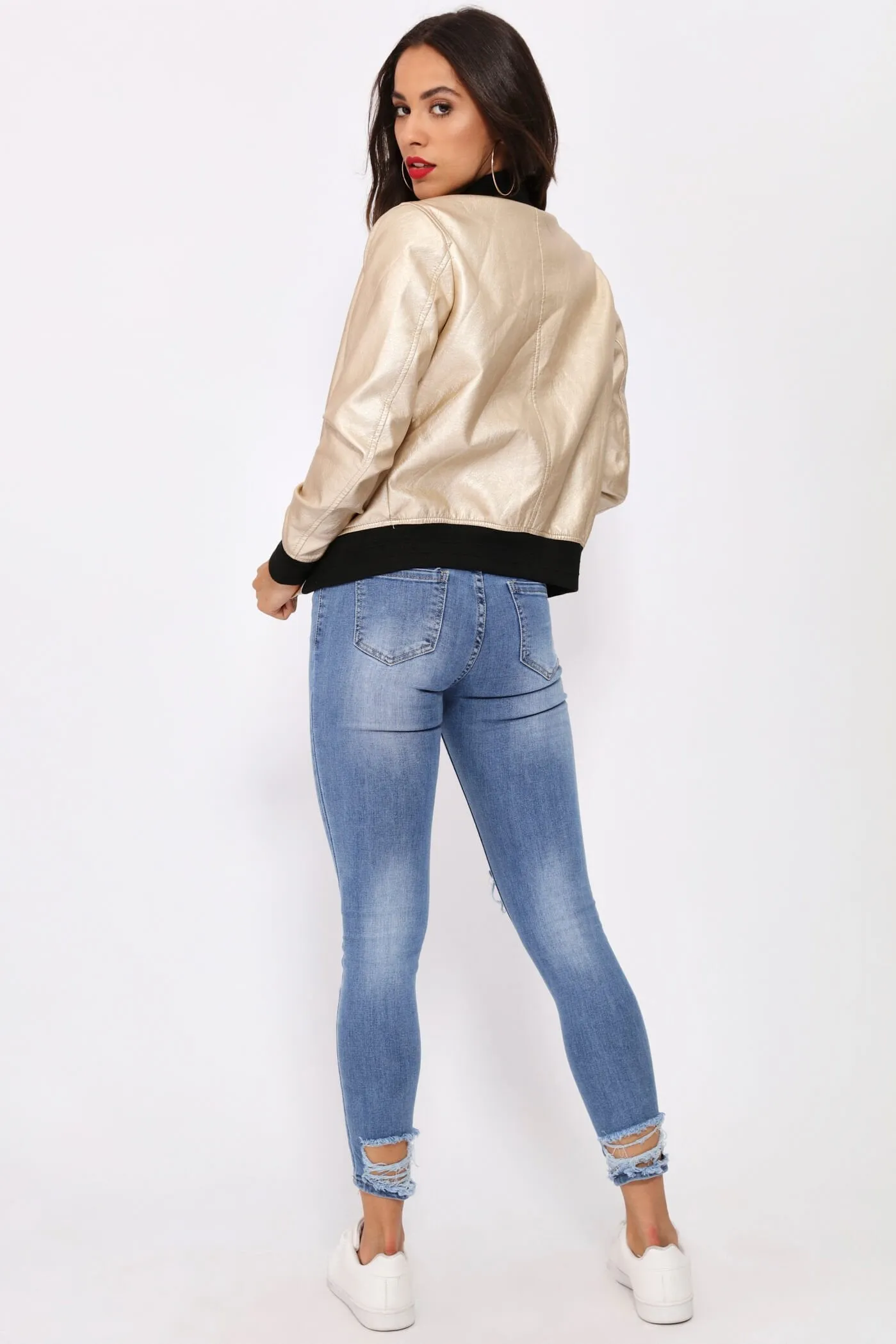 Gold Metallic Bomber Jacket