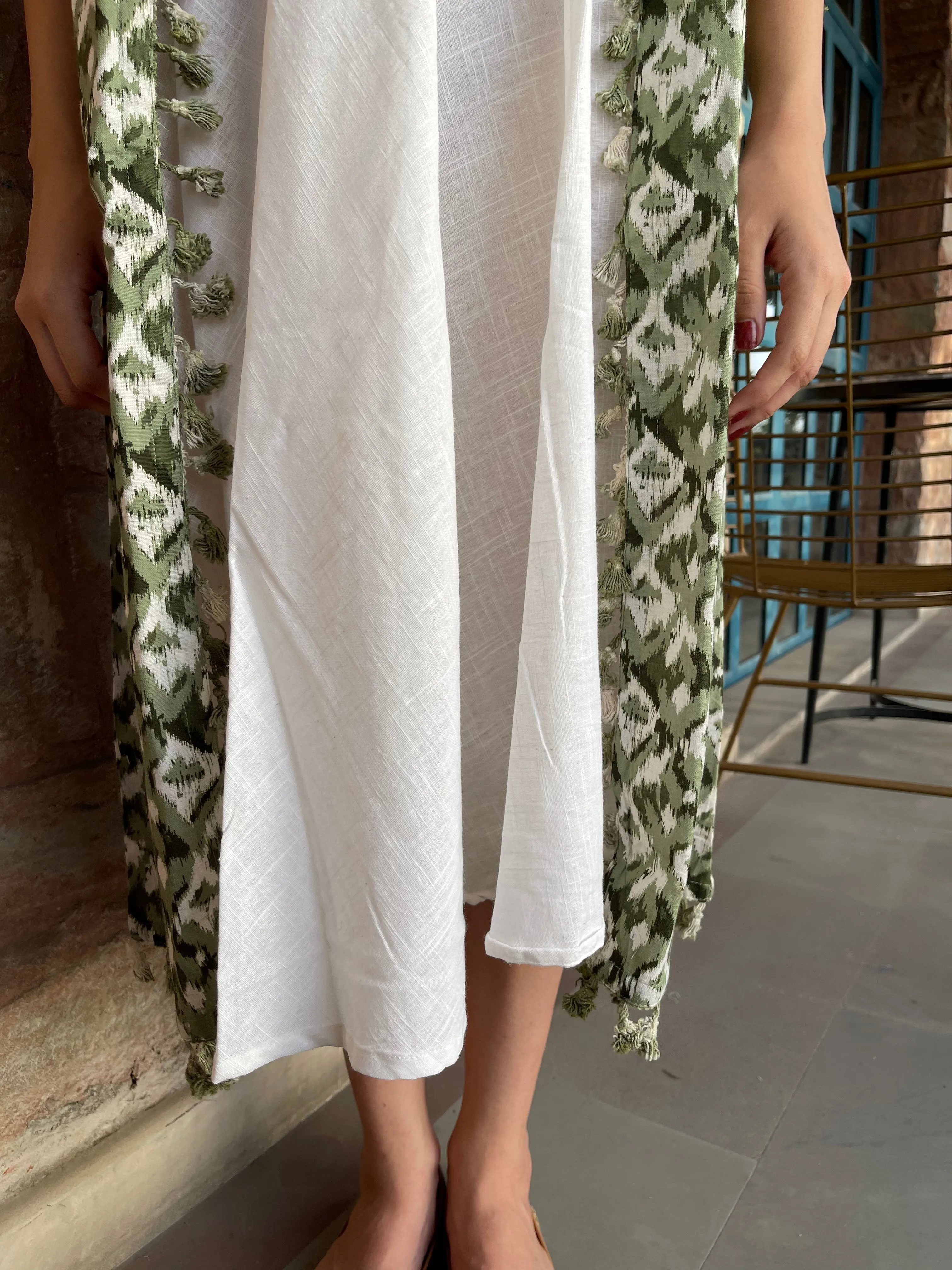 Green And White Maxi Dress Jacket