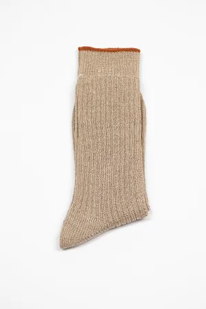 HA-22 Linen Lurex Ribbed Socks Beige