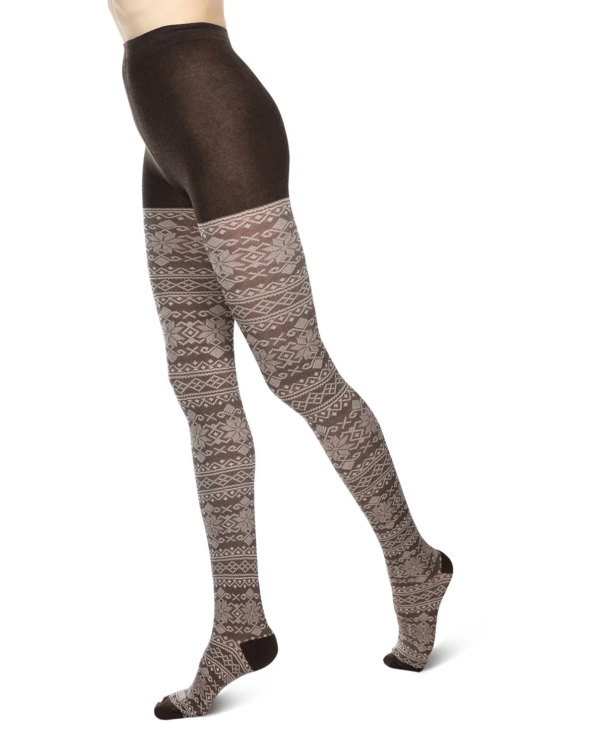 Holiday Snowflake Patterned Cotton Blend Sweater Tights