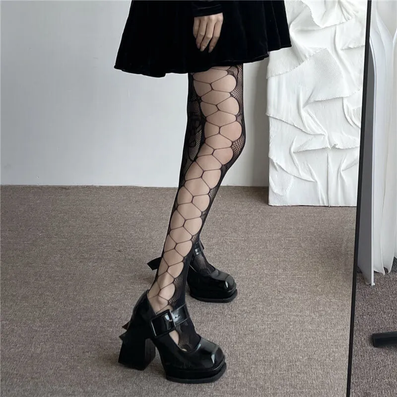 Hollow-out rose aesthetic tights