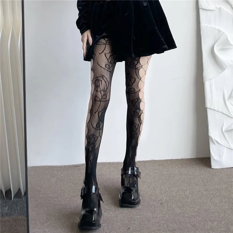 Hollow-out rose aesthetic tights