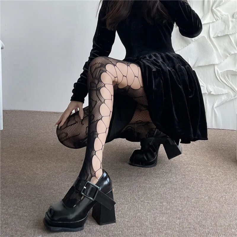 Hollow-out rose aesthetic tights