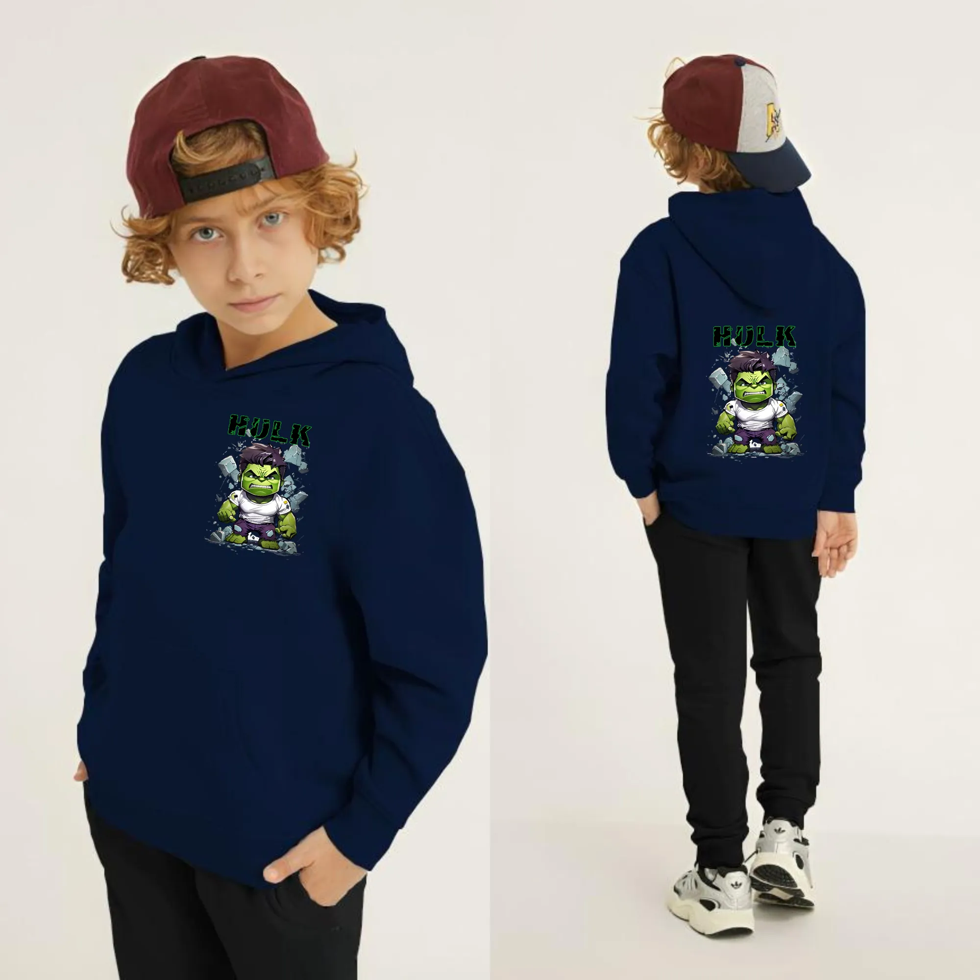 Hulk Printed Kids Hoodie Set