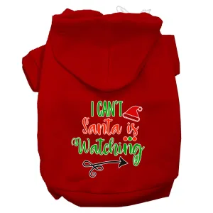 I Can't, Santa Is Watching Screen Print Dog Hoodie Red Xxl