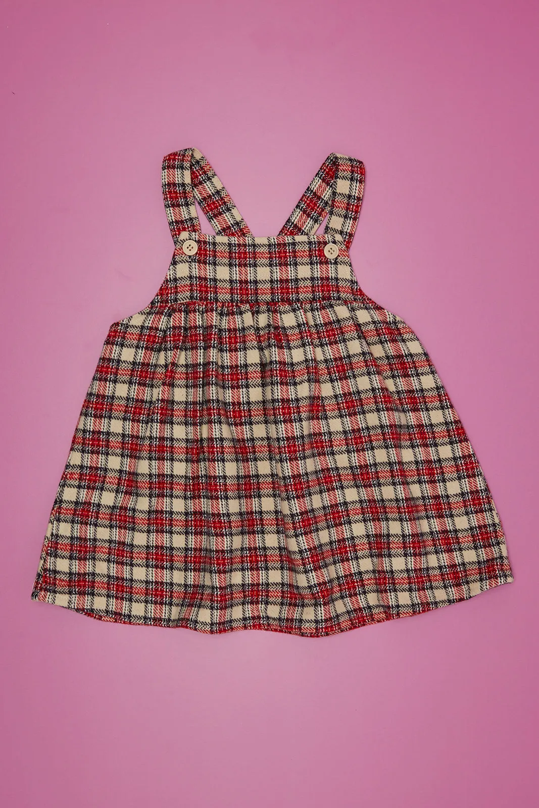 Infant Girls White And Red Checkered Dress With Tights Set (3 Piece)