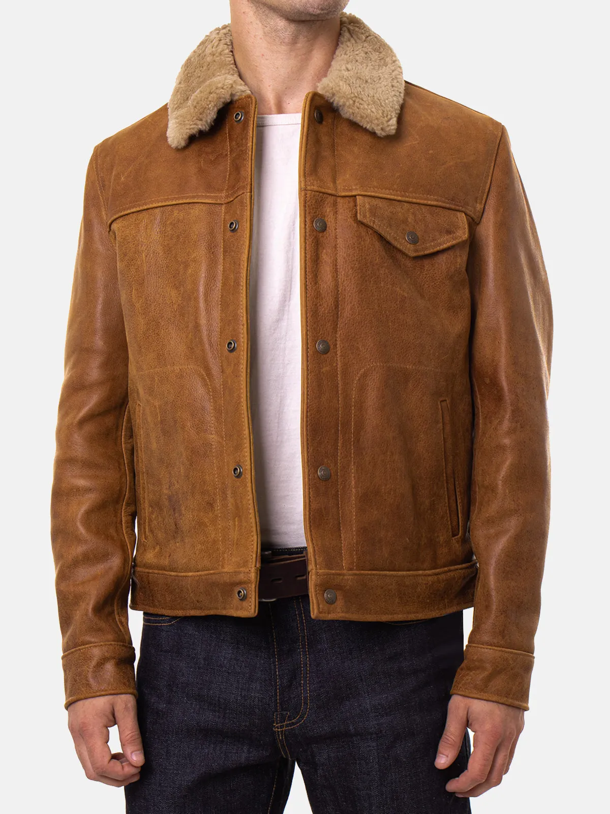 Jason O’mara Brown Bomber Leather Jacket