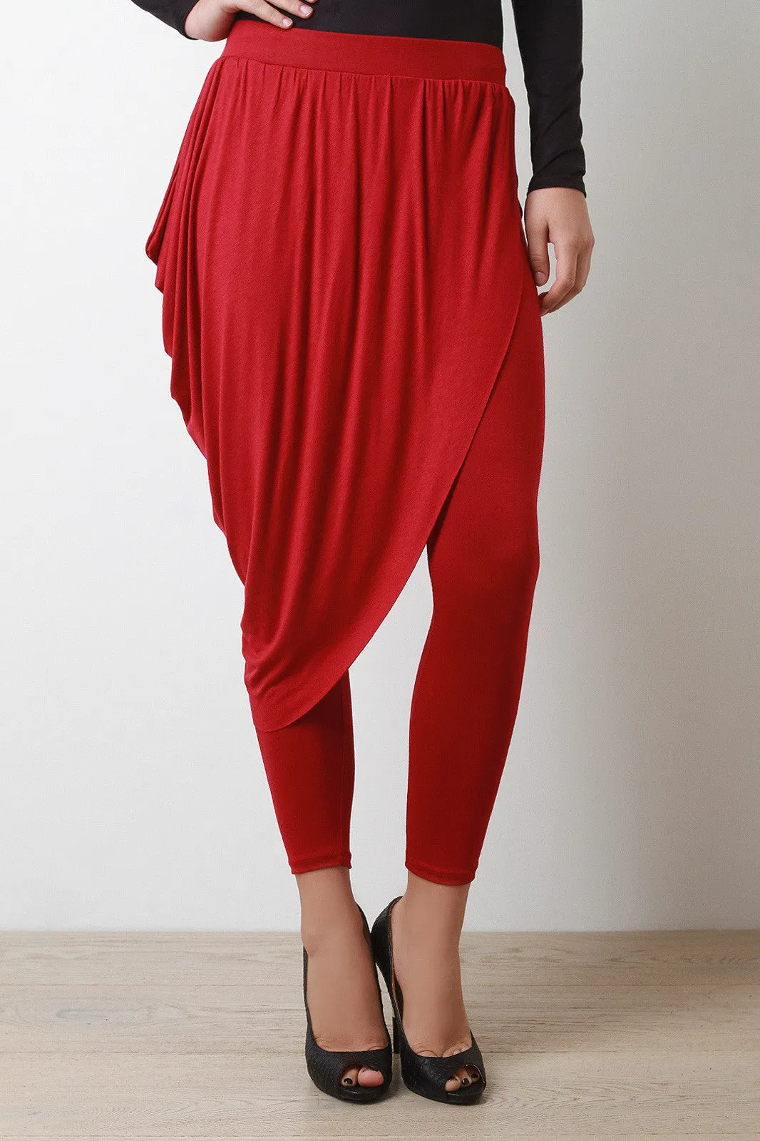 Jersey Drape Skirt Leggings