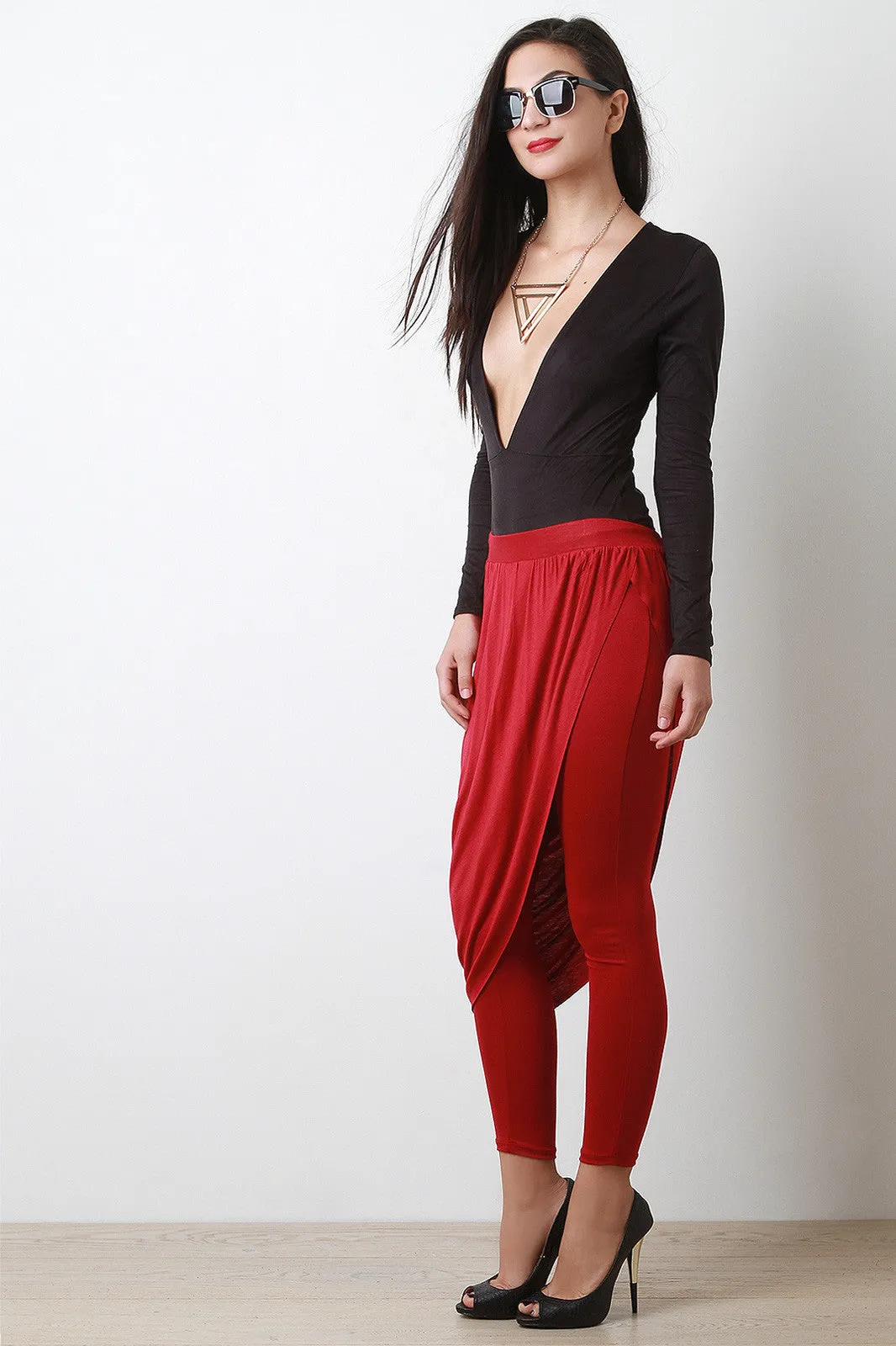 Jersey Drape Skirt Leggings