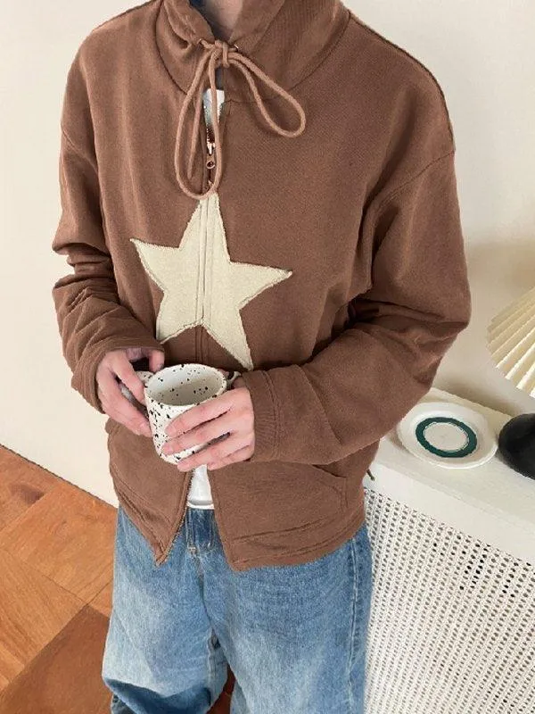 Joskaa Vintage Star Patch Baggy Zip Up Hoodie