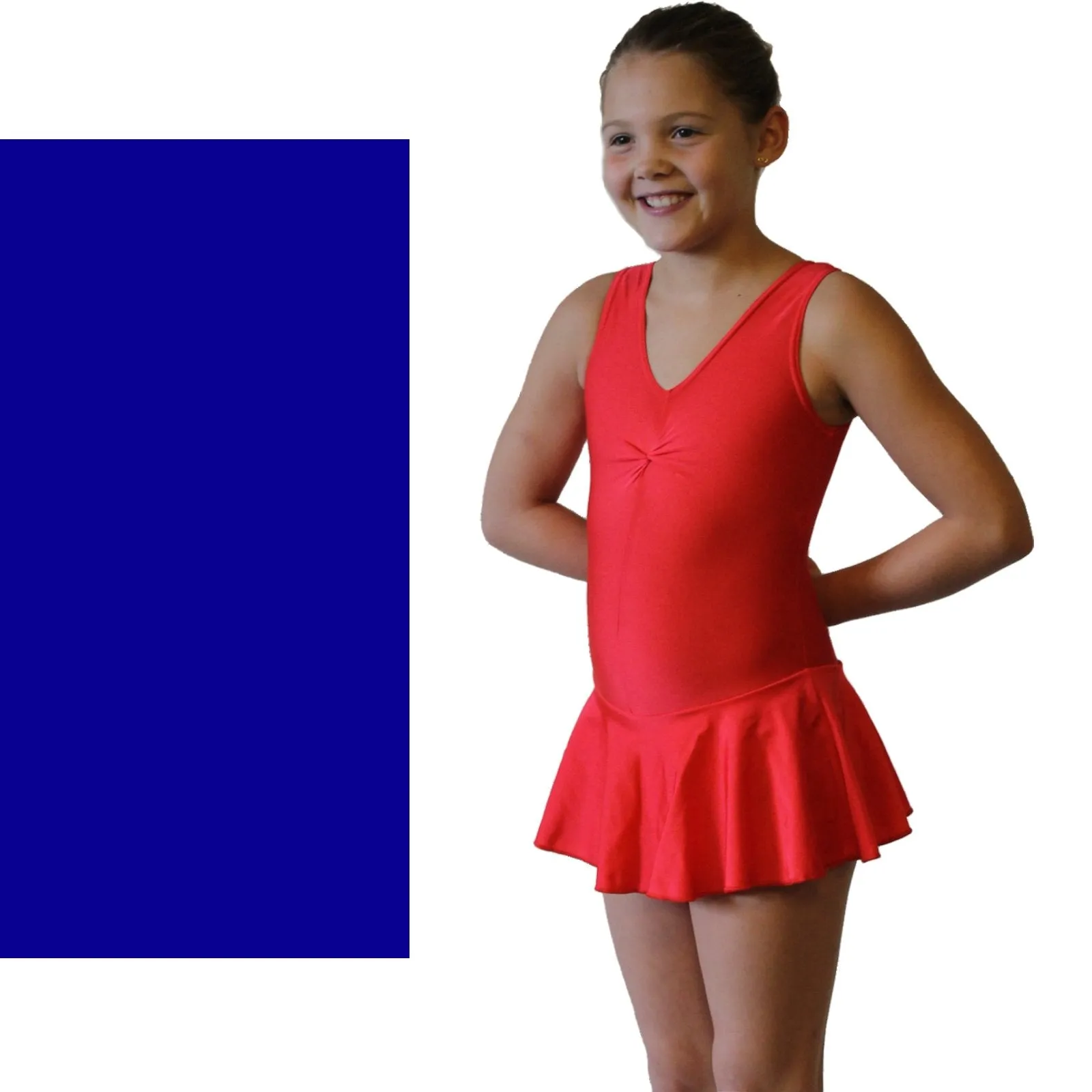 KATIE - NYLON LYCRA SLEEVELESS SKIRTED LEOTARD - BOLD COLOURS