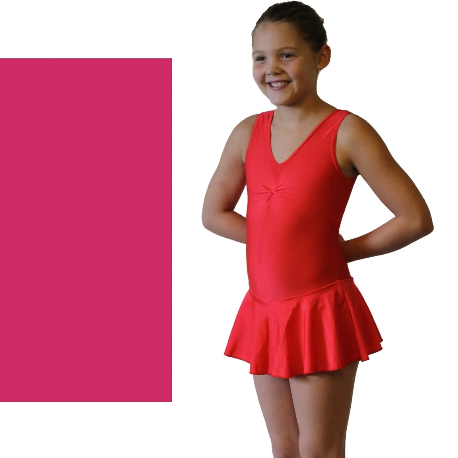 KATIE - NYLON LYCRA SLEEVELESS SKIRTED LEOTARD - BOLD COLOURS