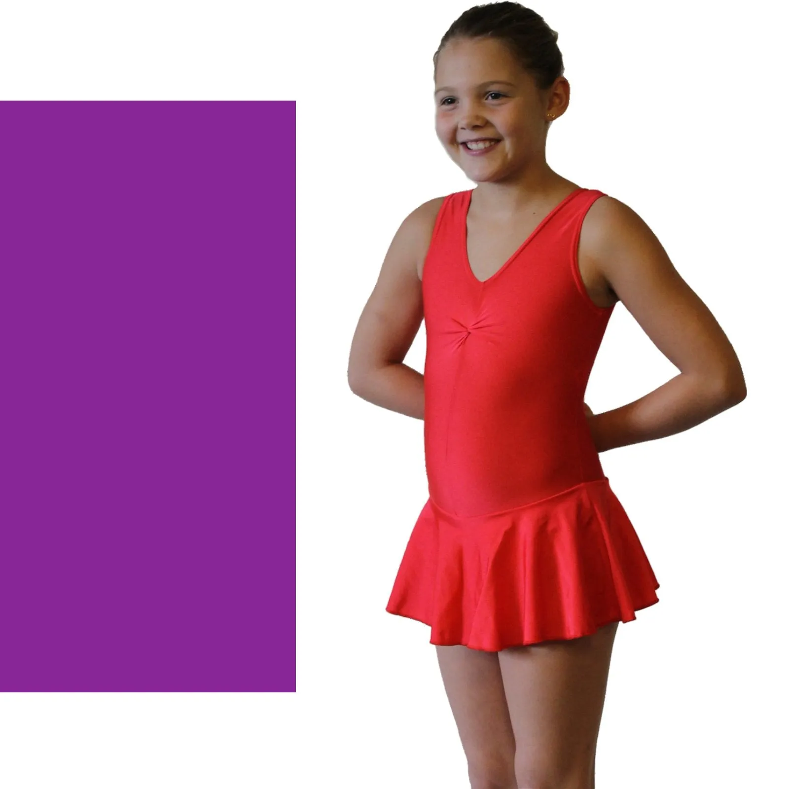 KATIE - NYLON LYCRA SLEEVELESS SKIRTED LEOTARD - BOLD COLOURS