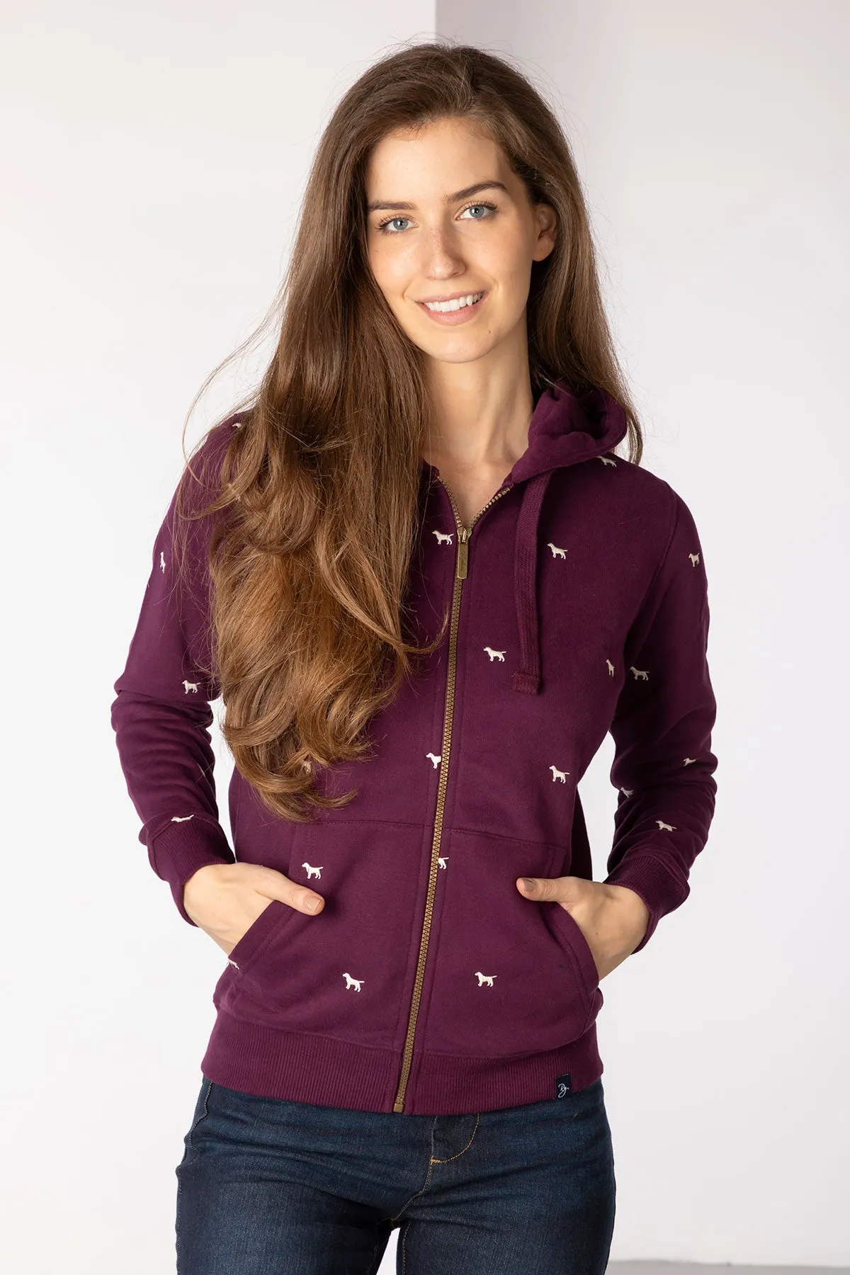 Ladies Embroidered Zip Up Hoodie - Emily