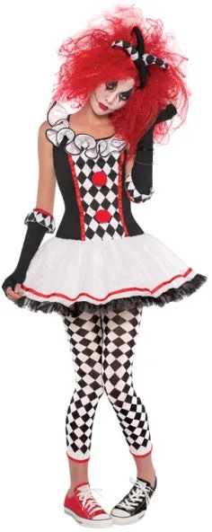 Ladies Harlequin Honey Halloween Circus Jester Costume