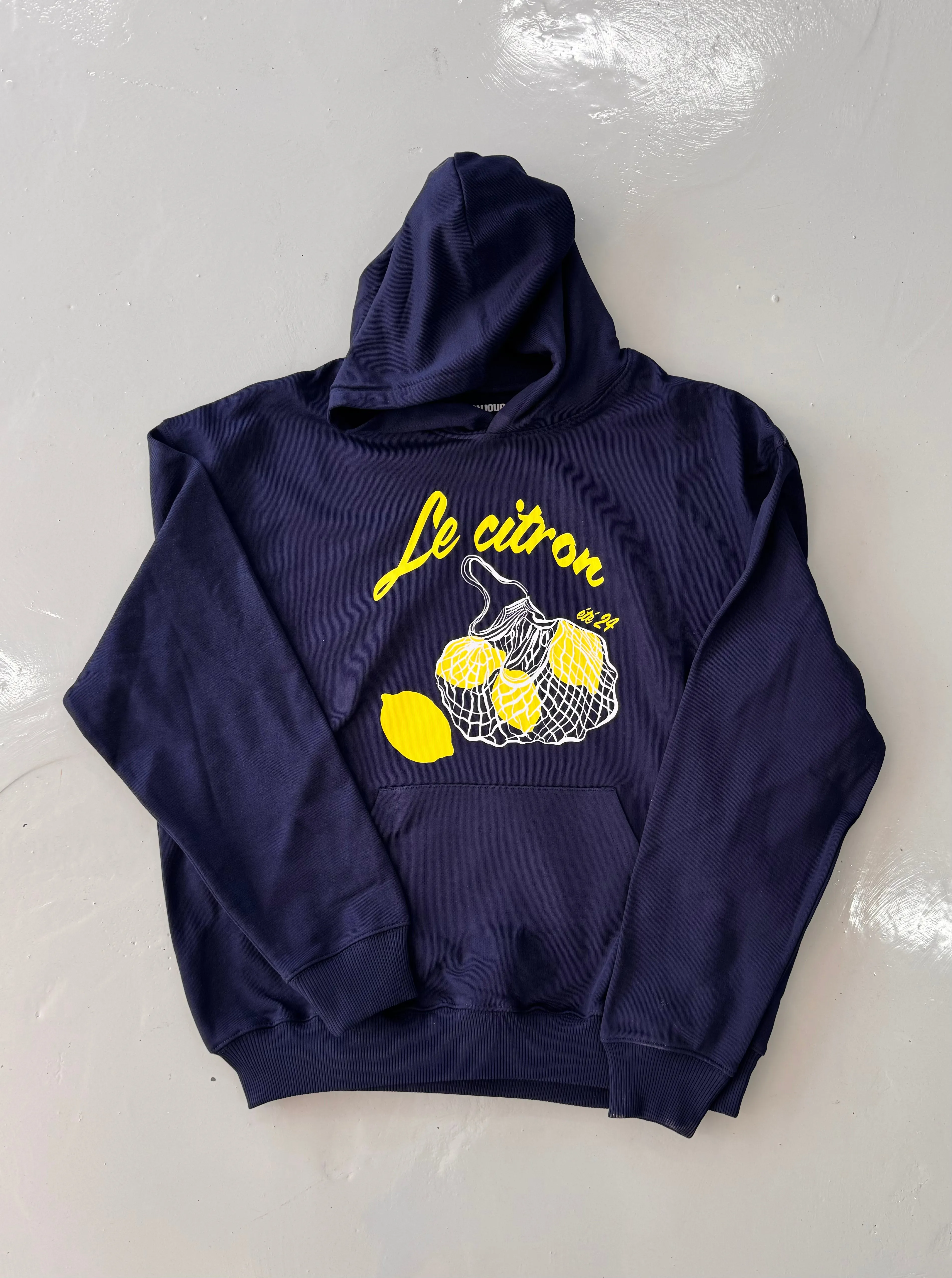 Le citron hoodie- navy / weiß-gelb