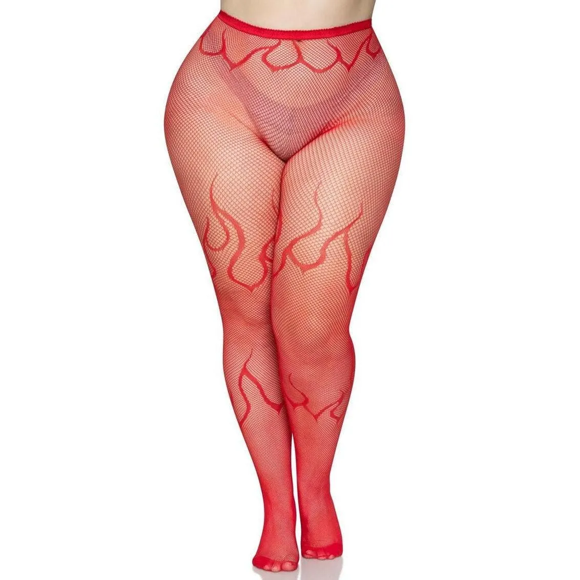 Leg Avenue Flame Net Tights Red