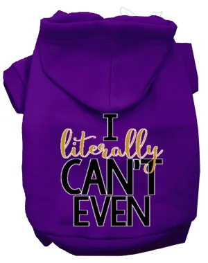 Literally Can't Even Screen Print Dog Hoodie Purple Xs