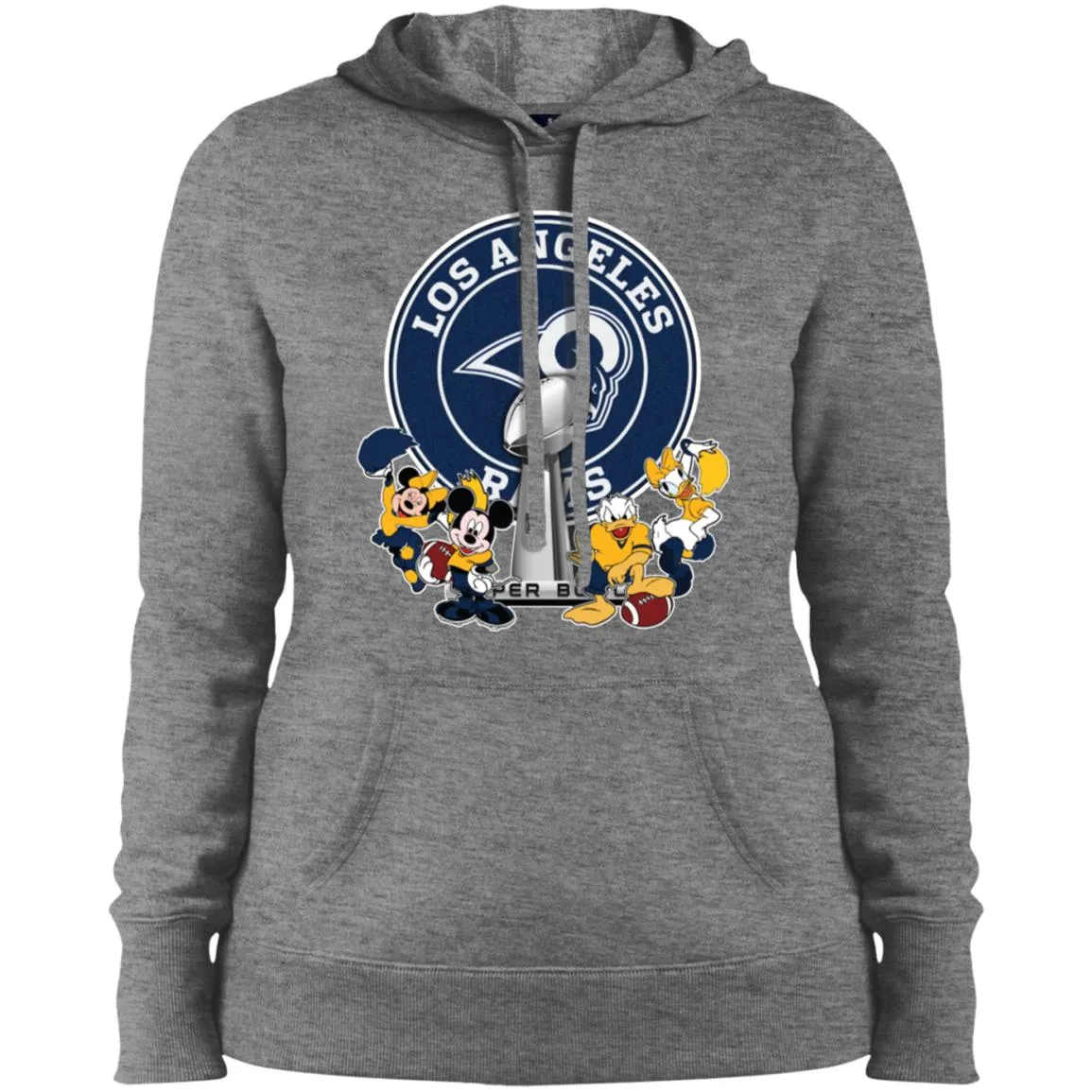 Los Angeles Rams Super Bowl 2019 Mickey Minnie Mouse Donald Daisy Duck Football Nfl Women Hooded Sweatshirt