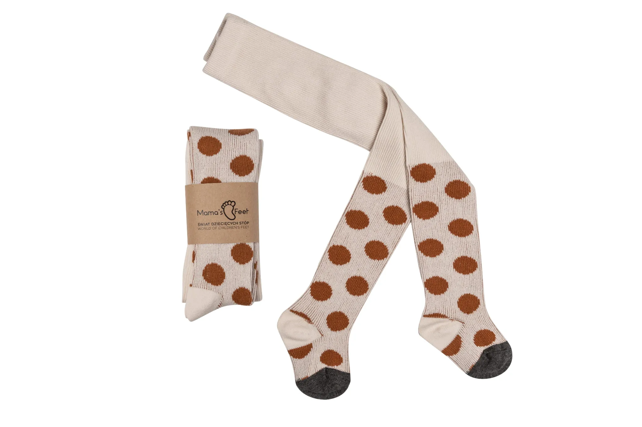 Mama's Feet Children's Tights with Polka Dots - Cream / Beige