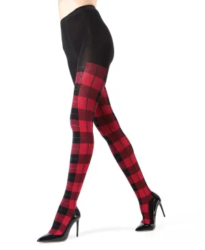 MeMoi Women's Glasgow Check Sweater Tights, Red