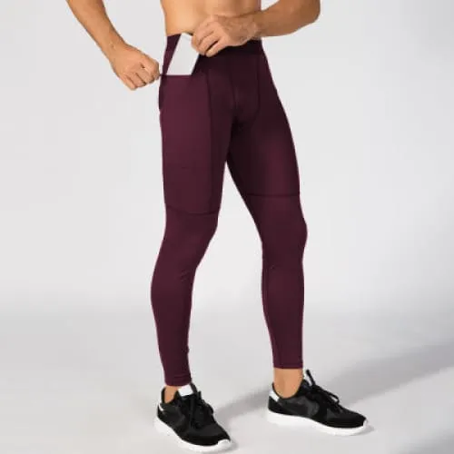 Men Seamless Quick-Drying Zip Phone Pocket Sports Tights