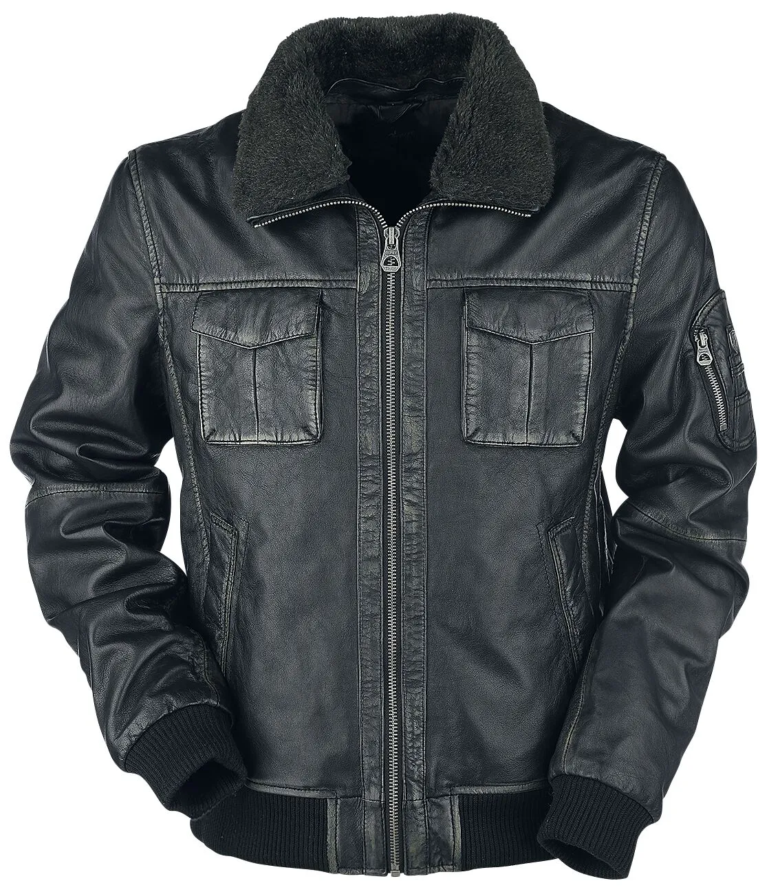 Mens Bike Racer Black Leather Jacket