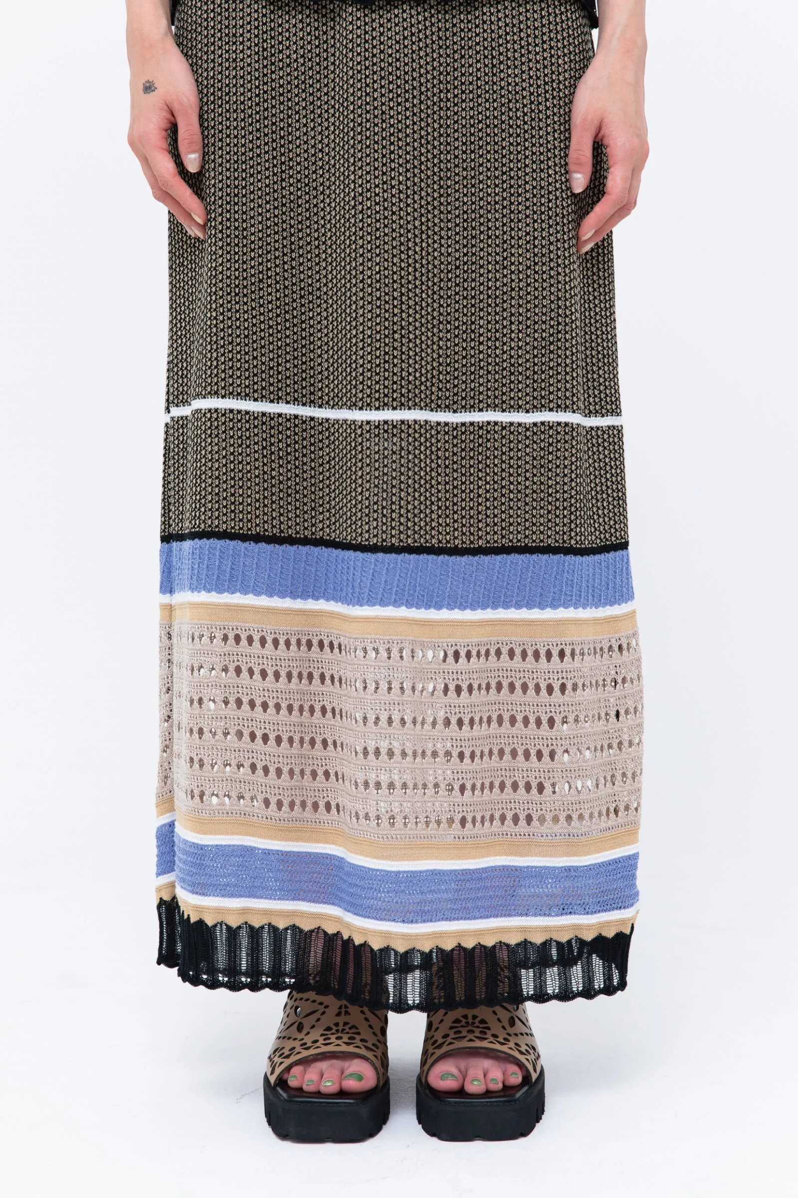 Millefeuille  knit dress (Beige)