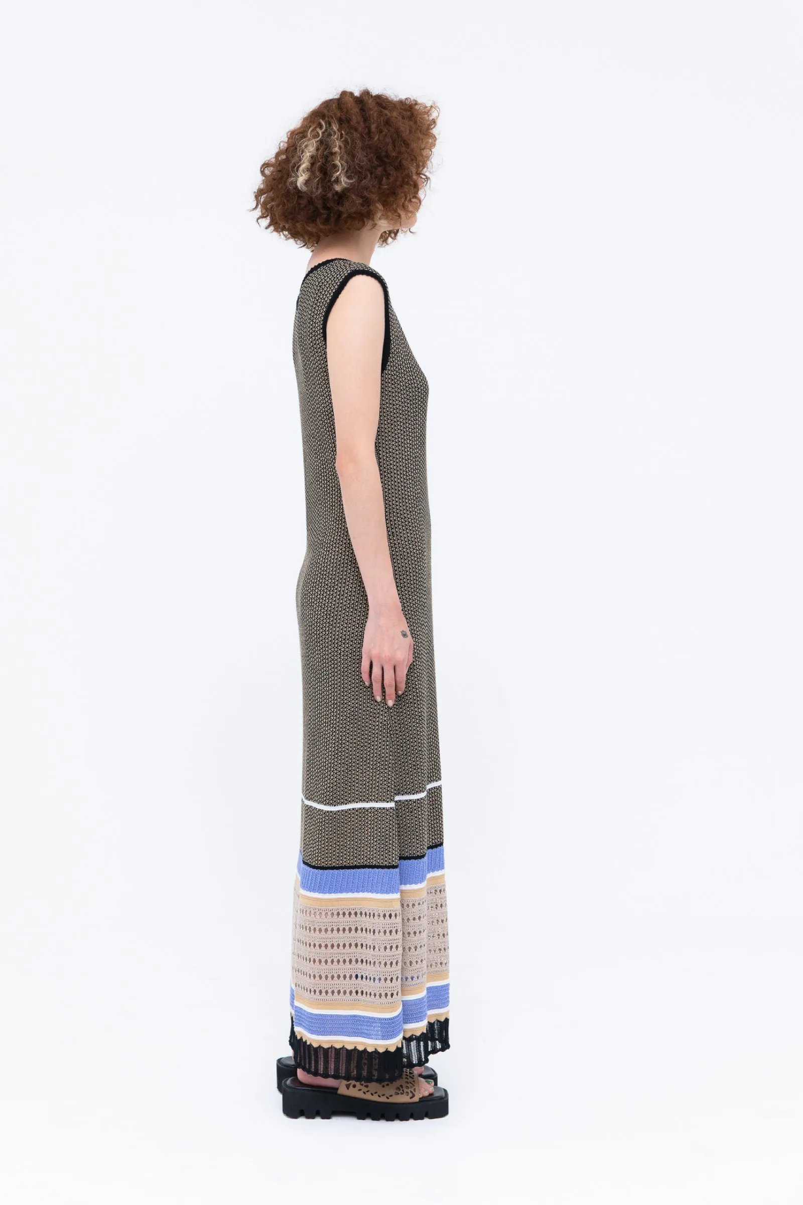 Millefeuille  knit dress (Beige)