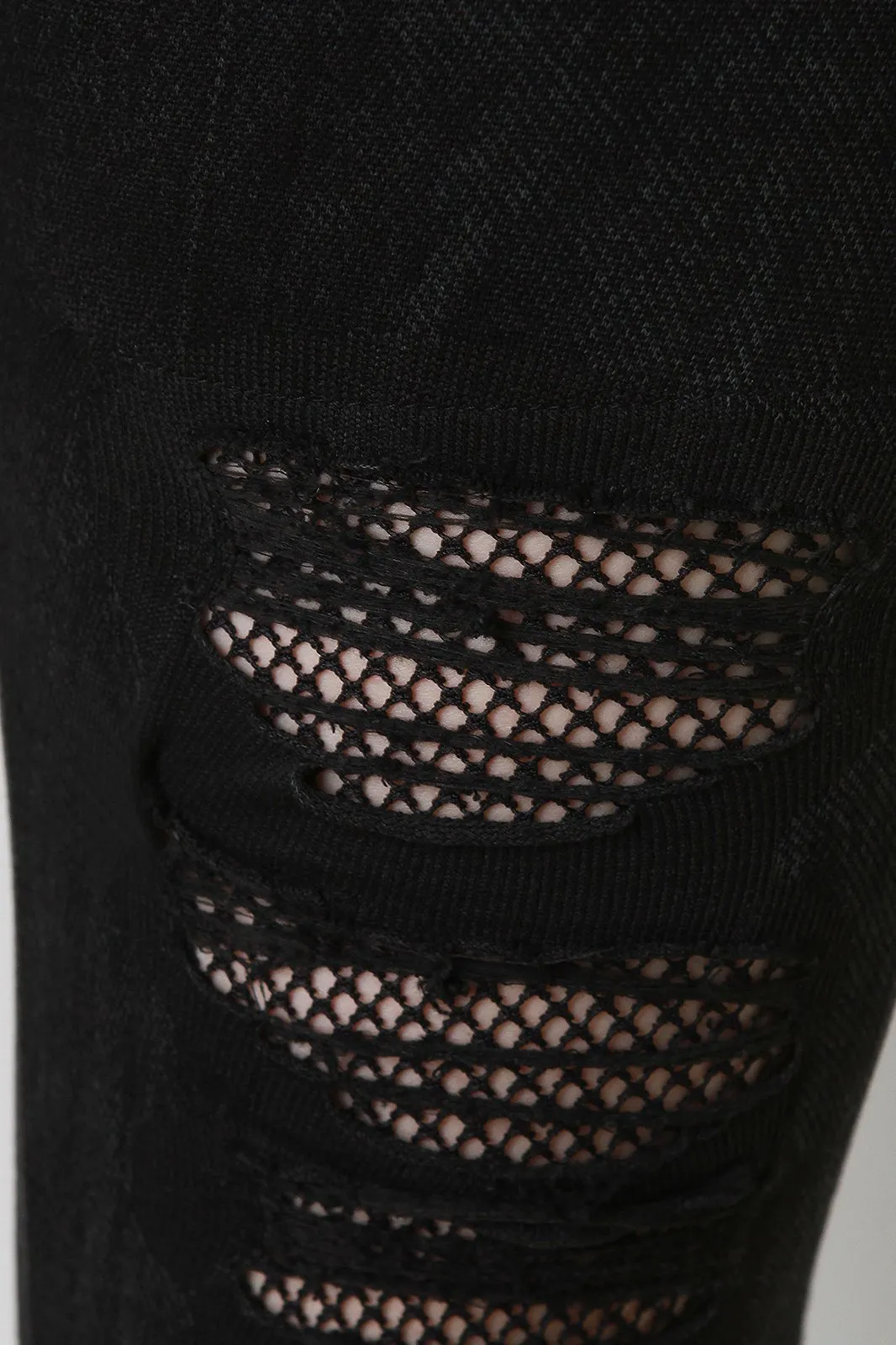 Mineral Wash Distressed Fishnet Insert High Rise Leggings