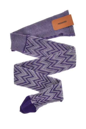 MISSONI ZIG ZAG Purple Woven Tights