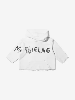 MM6 Maison Margiela Kids Cropped Logo Hoodie In White