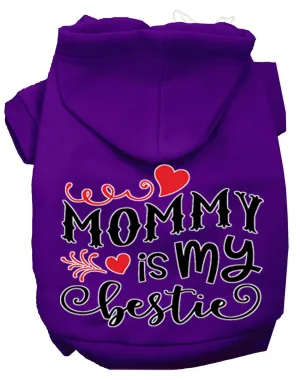 Mommy Is My Bestie Screen Print Dog Hoodie Purple Xl