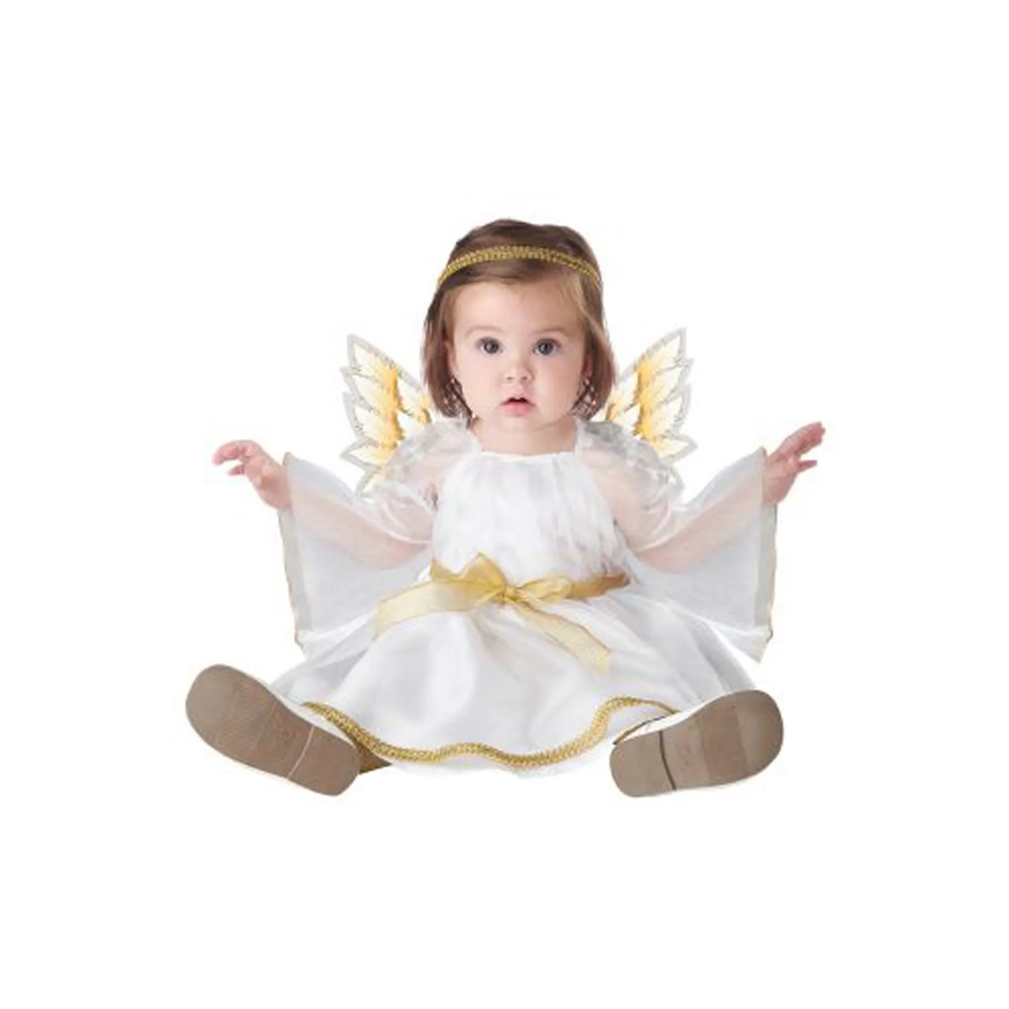 My Little Angel Costume for Babies, White Dress with Gold Wings