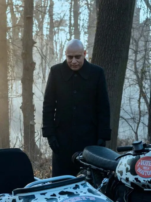 Netflix Movie Wednesday Uncle Fester Black Wool Coat