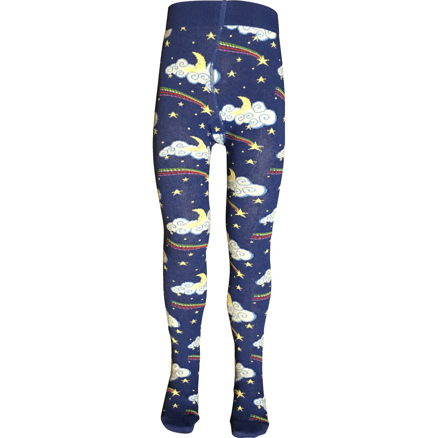 Organic Cotton Lemon Lightening Blue Tights - Moons & Stars